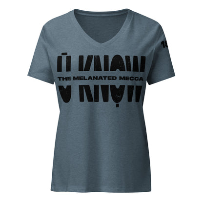 THE Melanated Mecca Women’s Relaxed V-Neck T-Shirt