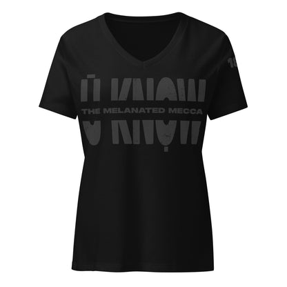 THE Melanated Mecca Women’s Relaxed V-Neck T-Shirt