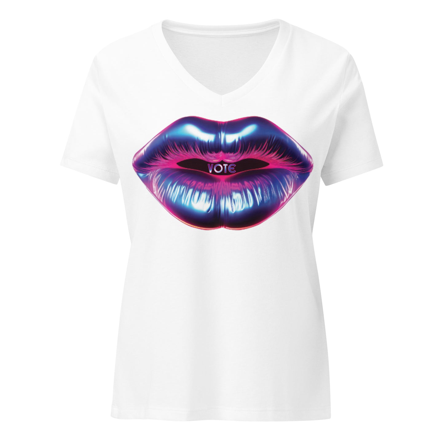 Lips Say Vote! Women’s V-Neck Airbrushed T-Shirt